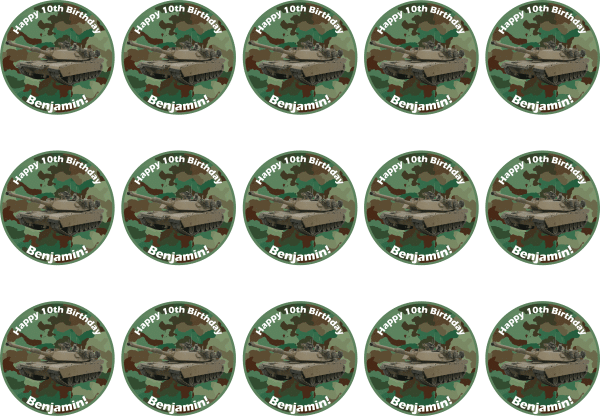 Army tank cupcake toppers