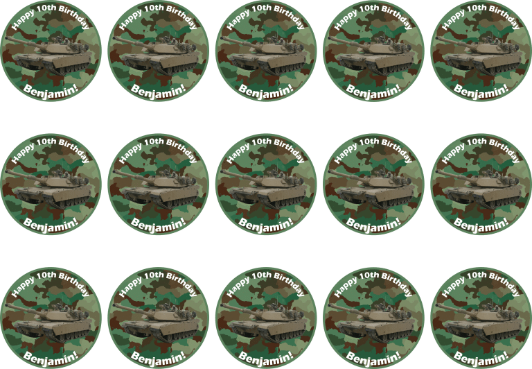 Army tank cupcake toppers