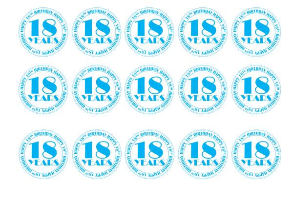Blue stamp 18th birthday cupcake toppers