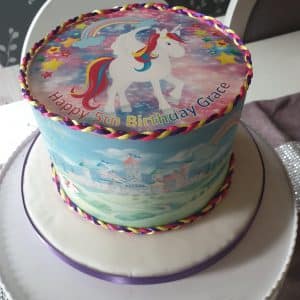 unicorn cake with cake bands