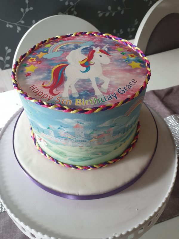 unicorn cake with cake bands