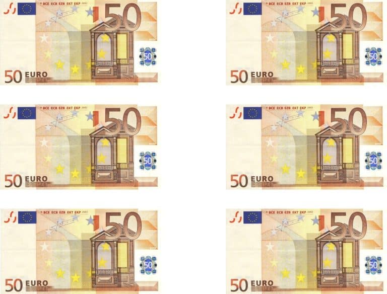 6 50 euro notes cake toppers