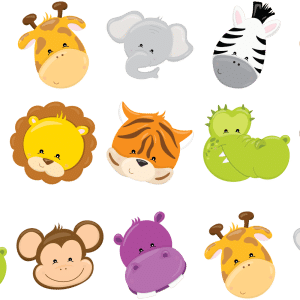 Selection of wild animal cupcake faces toppers