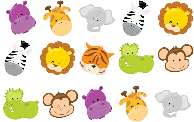 Selection of wild animal cupcake faces toppers 