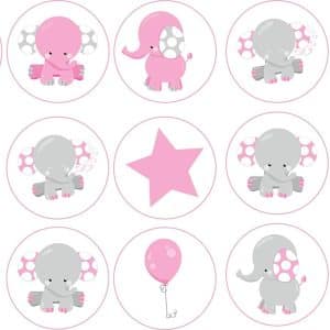 Baby elephant cupcake toppers