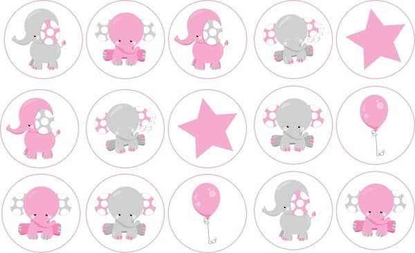 Baby elephant cupcake toppers