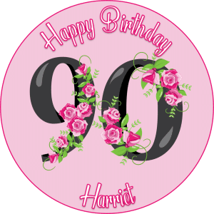 90th birthday cake topper in pink