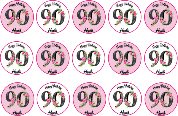 90th happy birthday cupcake toppers