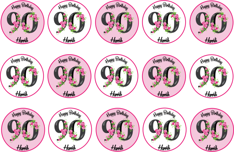 90th happy birthday cupcake toppers