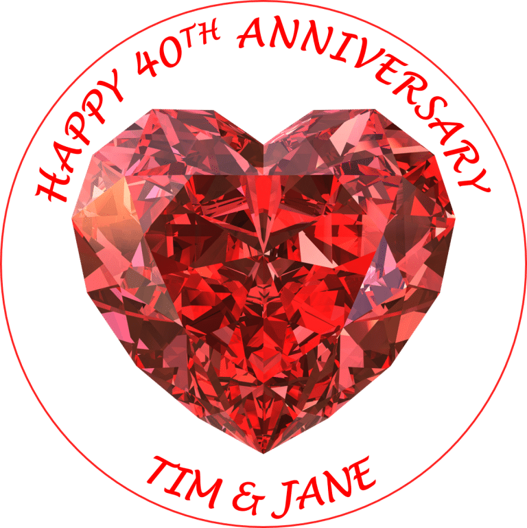 40th wedding anniversary Ruby cake topper