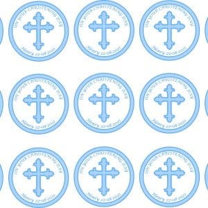 Blue christening cupcake toppers