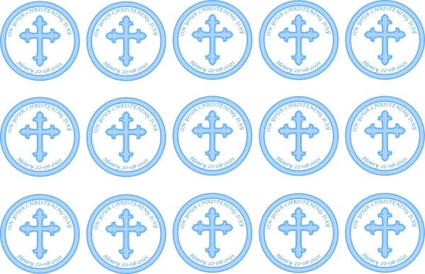 Blue christening cupcake toppers