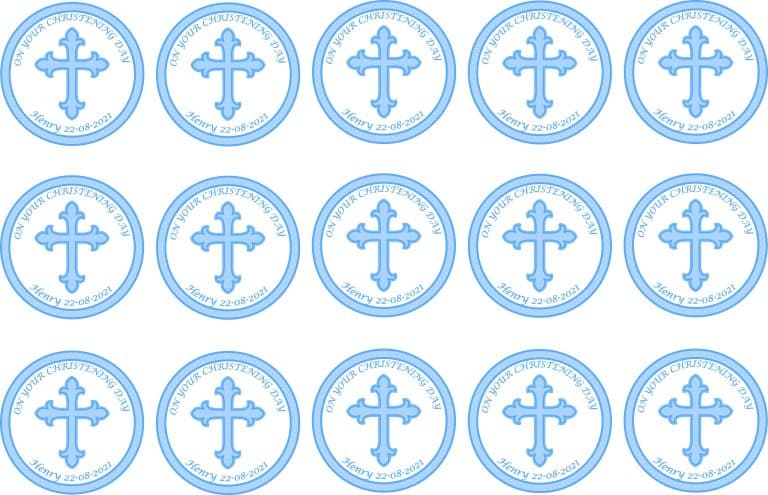 Blue christening cupcake toppers