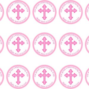 pink christening cupcake toppers