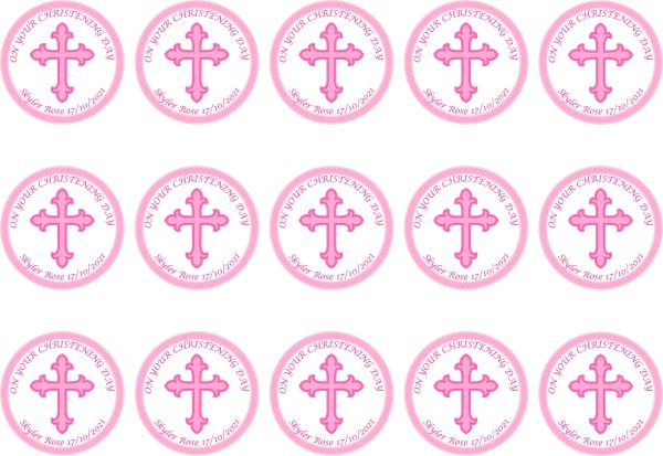 pink christening cupcake toppers