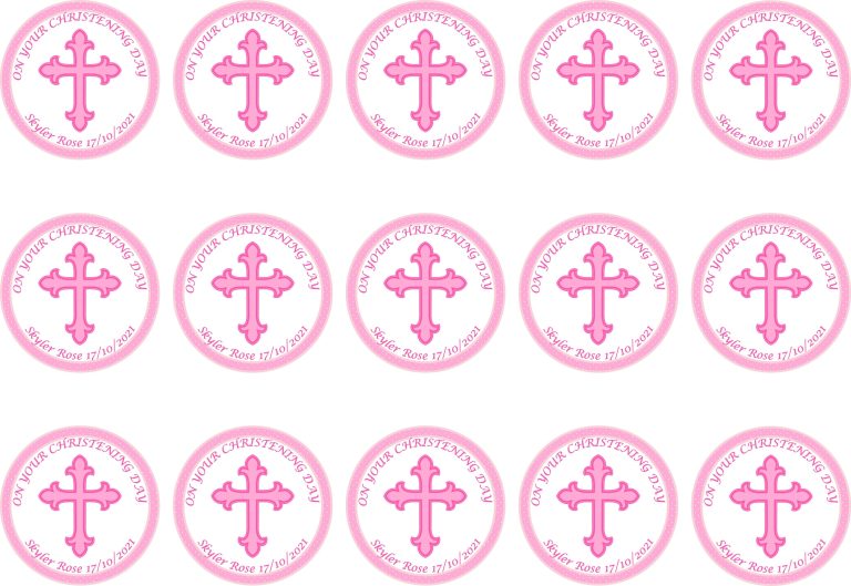 pink christening cupcake toppers