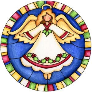Christmas Angel stain glass window cake topper