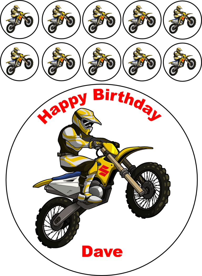 Yellow Motorbike Cake topper