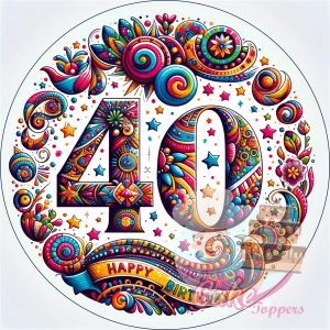 40th Birthday cake Topper  Happy Birthday cake topper - Image 2