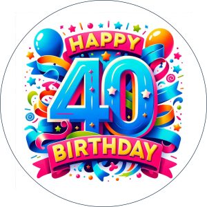 40th Birthday cake Topper  Happy Birthday cake topper