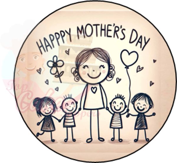 Happy Mother's Day pencil drawing cake topper - Image 2