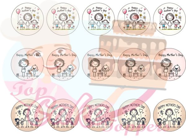 Happy Mother's Day pencil drawing cupcake toppers