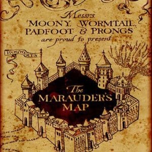 Iconic Marauders map printed on a sheet of icing or wafer paper