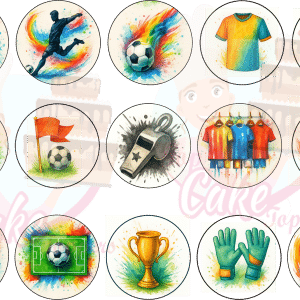 Football colour splash cupcake toppers