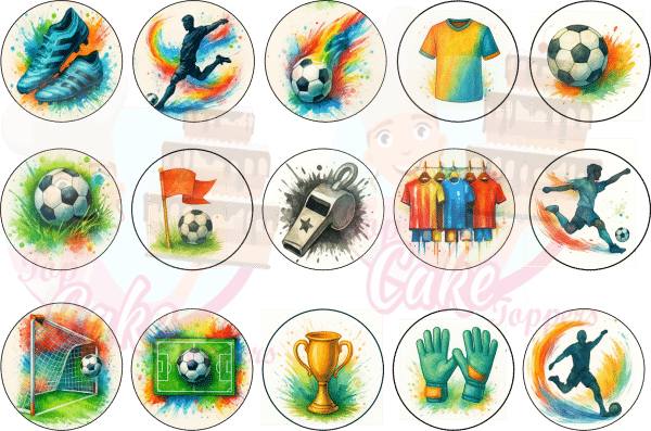 Football colour splash cupcake toppers
